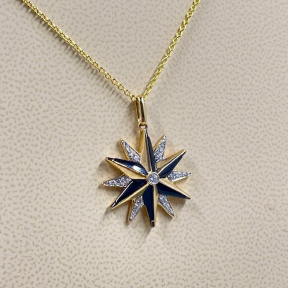 Diamond and Black Onyx Star necklace in 14k - Picture 2 of 8